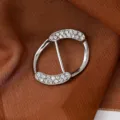 Hebilla de bufanda ovalada estrás plateado elegante clip de esquina ropa accesorio - FSK24-1 Ovalado Strass