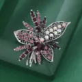 Vintage strass φυλλο λουλουδι καρφιτσα, κομψο ασημι κραμα κοσμημα για γυναικες αξεσουαρ. - Στυλ Αντίκ Ασημί Μοβ (XD824068-3) / Αντίκα Ασημί Μωβ