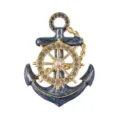 Exquisite anchor ship wheel brooch, zinc alloy rhinestone pin, detailed luxury jewelry. - Anchor Steering Wheel Style (XD825588)