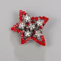 Spilla con strass a stella vintage, spilla in cristallo in lega multistrato per abito. - Spilla a stella nidificata 3D / Rosso