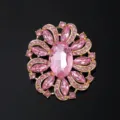 Luxe rose cristal strass floral broche ton or élégant vêtements accessoire épingle bijoux - Or Rose