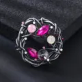 Broche couronne en strass alliage style vintage, accessoire de corsage floral pour femmes. - Style Branche Couleur Magique (XD825414)