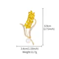 Vintage Gold Wheat Ear Brooch Yellow Crystal Pearl Elegant Women Suit Dress Jewelry Gift - Baroque Palace Waterdrop Crystal Style (XD825354)