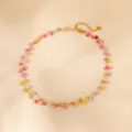 Double layer colorful natural stone beaded clavicle necklace, elegant fashion jewelry. - Multicolor Gravel Double Layer Choker Style (NE925074)