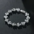 Elegantes Zirkonia Tennisarmband für Damen, wunderschöner glänzender Braut Schmuck. - SL278-1 Stil / Platin