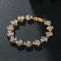 Vergoldetes Markis Zirkon Tennis Armband Braut Hochzeit Schmuck für Damen Glänzend - SL278-2 Stil / Champagnergold