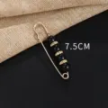 Μαύρη χάντρα παραμάννα καρφίτσα, 7.5cm χρυσό στρας διακοσμητικό αξεσουάρ ρούχων. - Μονό Μαύρο (XD8214)