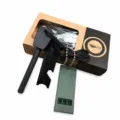 Kit accendifuoco di sopravvivenza all'aperto con grande asta in magnesio e fischietto. - Nero