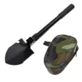 Pelle pliante tactique extérieure outil de survie multifonction avec pochette camouflage - Pelle Noire + Pochette à Fermeture Éclair + Boussole
