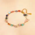 Multi-layer colorful crystal cube bead necklace, elegant gold chain clavicle chain jewelry. - Double Layer Multicolor Cube Bracelet Style (SL925017)