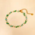 Close-up detail of double-layer green cube beaded bracelet with gold metal balls and clasp. - Double Layer Green Cube Bracelet Style (SL925016)