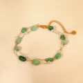 Double layer green stone necklace gold chain stylish jewelry for women elegant clavicle chain - Double Layer Green Crystal Bracelet Style (SL925015)