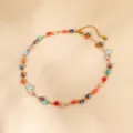 Multilayer colorful square bead necklace for women fashion gold clavicle chain jewelry - Ne925077 necklace