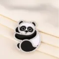 Exquisite panda brooch pin featuring elegant white pearls and black enamel alloy design. - Black & White Panda (XD825313)