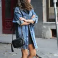 Veste en jean oversize pour femmes, manteau vintage de rue a manches longues pour le printemps. - S / Bleu foncé