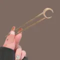 Gold U-shaped hair stick crescent moon design elegant metal hair fork for styling buns accessories - Gold Crescent Moon Style