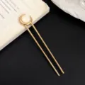 Minimalist gold U-shaped hair fork for elegant daily updos and modern hair styling accessories. - Gold Crescent Moon Style