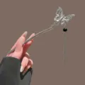 New Chinese retro butterfly metal hairpin with black bead and long tassel elegance hair fork. - 2# Black Butterfly Hair Stick