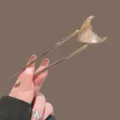 Gold mermaid tail U-shaped hair fork elegant metallic hair stick for classy women buns updo - Gold Fish Tail