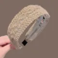 Serre-tête large en paille bohème, anneau de cheveux tissé beige, accessoire de mode chic - Style Tissé Lanterne