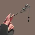 Vintage Chinese metal hair stick with butterfly and black bead tassel for elegant buns. - 3# Double Butterfly Hair Stick