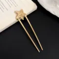 Gold starfish U-shaped hair fork elegant metal hairpin for women daily styling updos 1pc - Gold Starfish Style