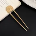 Golden metal U-shaped hair fork minimalist daily bun hairpin hair accessory for women styling. - Golden Spiny Snail Style