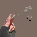 New Chinese retro tassel hair stick, elegant metal hairpin with dangling black beads. - 7# Auspicious Cloud Lotus Hair Stick