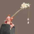 Chinesischer Haarkamm Vintage Pflaumenblüte Haargabel mit eleganter Quaste Deko - Magnolien-Quaste