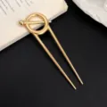 Minimalist gold metal U-shaped hair stick fork elegant modern hair accessory for daily styling - Gold Hoop Style