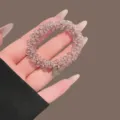 Roze strass haarband elastisch haarelastiekje glanzend haaraccessoire voor dames chic - Roze