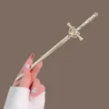Gold sword hairpin for women, elegant Chinese style hair stick, ancient Hanfu hair fork accessory. - Sword Hair Stick / Gold