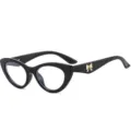 Modernas y elegantes gafas de lectura ojo de gato para mujer con bonito lazo dorado. - C1 Montura Negra / +1.00 Dioptría