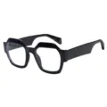 Stylish black polygonal eyeglasses with thick geometric frames for modern daily wear. - +100 / C1 Black Frame