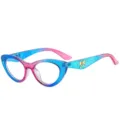 Gafas de Lectura Ojo de Gato Degradado Azul Rosa con Purpurina y Lazo Dorado - C3 Montura Azul Rosa / +1.00 Dioptría