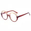 Modische runde Lesebrille für Damen und Herren, stilvolle zweifarbige Vintage Brille Ansicht. - C7 Teebrauner Rahmen
