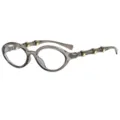 Montature per occhiali ovali alla moda con aste in bambù uniche per uomo e donna eleganti. - C12 Montatura Grigio Trasparente con Lenti Trasparenti