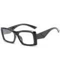 Fashion square reading glasses for men and women with chic geometric temple design stylish black - +1.00 Diopter / C1 Black Frame