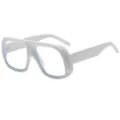 Uebergroesse klobige weisse Brille modische Retro klare Linsen fuer Damen und Herren - C3 Weißer Rahmen Klare Linse