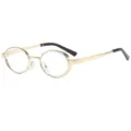 Vintage metal small frame oval sunglasses for men and women, versatile street fashion eyewear. - Gold Frame Transparent Lens