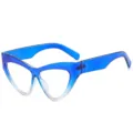 Blue gradient cat eye reading glasses for women, stylish oversized eyewear frame 1pc - +100 / Gradient Blue Frame