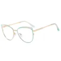 Chic metal cat eye reading glasses for women, stylish mint green frame design clear. - C5 Green Frame