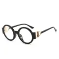Gafas de lectura redondas y retro con elegantes patillas metálicas doradas para uso diario. - +100 / C1 Montura Negra