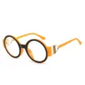 Gafas de lectura redondas elegantes con montura negra y amarilla y varillas de metal. - +100 / C2 Marco Naranja / 0.5