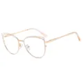 Fashion metal cat eye reading glasses for women, chic gold optical frame lightweight - C6 White Frame