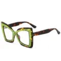 Fashionable cat eye reading glasses with tortoise and neon green frame, stylish and chic. - C9 Tortoiseshell Green Frame / +1.00 Diopter
