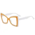 Large frame cat eye butterfly reading glasses white orange color block fashion eyewear sku - C10 White Orange Frame / +1.00 Diopter