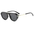 Retro vintage side-shield sunglasses for men and women, black frame with metal temples SKU. - Black Frame Gray Lens (40684) / Black