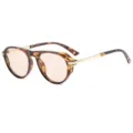 Vintage tortoise shell sunglasses with gold metal temples and retro side shields for stylish daily wear. - Leopard Frame Champagne Lens (40684) / Leopard Print