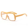 Trendy oversized flat glasses for women, unique yellow thick frame fashion eyewear main view. - C13 Yellow Frame Transparent Lens